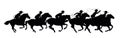 Cowboys ride horses. Picture black silhouette. Riders on horseback. Isolated on white background. Vector