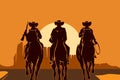 Cowboys riding horses in desert Royalty Free Stock Photo