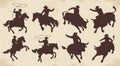 Cowboys rodeo set stickers monochrome Royalty Free Stock Photo