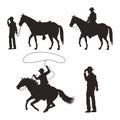 cowboys silhouettes with guns and horses