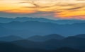 Cowee Overlook Sunset Blue Ridge Mountains Royalty Free Stock Photo