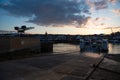 Sunset over the Cowes Floating Bridge at East Cowes, Isle of Wight Royalty Free Stock Photo
