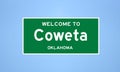 Coweta, Oklahoma city limit sign. Town sign from the USA.