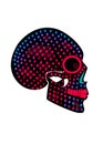 Skull icon, halftone neon color background for fashion design, patterns and tattoos Royalty Free Stock Photo