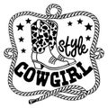 Cowgirl boots vector illustration isolated on white. Vector Cowgirl style cowboy boots