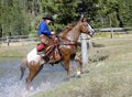 Cowgirl Emerging From Pond Royalty Free Stock Photo