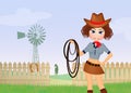 Cowgirl in the farm