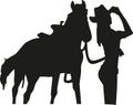 Cowgirl with horse silhouette