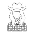 Cowgirl icon in outline style isolated on white background. Rodeo symbol. Royalty Free Stock Photo