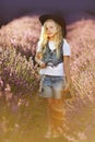 Cowgirl on lavender Royalty Free Stock Photo