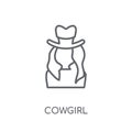 Cowgirl linear icon. Modern outline Cowgirl logo concept on whit Royalty Free Stock Photo