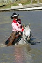 Cowgirl in Pond Royalty Free Stock Photo