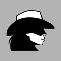 Cowgirl symbol on gray backdrop Royalty Free Stock Photo