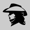 Cowgirl symbol on gray backdrop Royalty Free Stock Photo