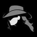 Cowgirl portrait symbol on black backdrop
