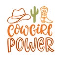 Cowgirl Power Lettering Girls Fashion vector quote