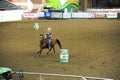 A cowgirl practices inside the Tunica Arena and Exposition Center, Tunica Mississippi.