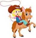 Cowgirl riding a horse with Lasso Royalty Free Stock Photo