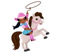 Cowgirl riding a horse with lasso. Royalty Free Stock Photo