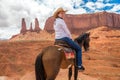 Cowgirl riding horse in Monument Valley Navajo Tribal Park in USA Royalty Free Stock Photo