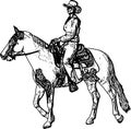 Cowgirl riding horse sketch drawing Royalty Free Stock Photo