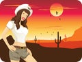 Cowgirl sunset Royalty Free Stock Photo
