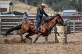 Cowgirl vs. The Barrel Royalty Free Stock Photo