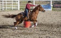 Cowgirls competing in barrel riding