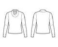 Cowl turtleneck jersey sweater technical fashion illustration with long sleeves, oversized body