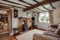 Cottage living room with woodburning fire Royalty Free Stock Photo