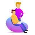 Cowork on beanbag icon, cartoon style Royalty Free Stock Photo