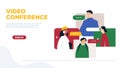 Coworkers connecting remotely via video conference, engaging in virtual teamwork and online communication for