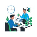Coworkers Discussing Business Data and Analytics in Modern Office Illustration Royalty Free Stock Photo