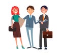 Coworkers Group, Successful Man and Woman Cartoon