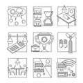 Coworking black line icons set Royalty Free Stock Photo