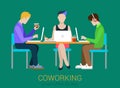 Coworking flat vector people collection