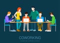 Coworking flat web infographic concept vector