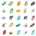 Coworking icons set, isometric style