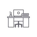 Coworking line icon concept. Coworking vector linear illustration, symbol, sign