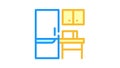 coworking litchen furniture color icon animation