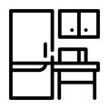 Coworking litchen furniture line icon vector illustration