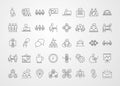 Coworking office business workspace, line icons design