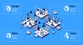 Coworking office infographics isometric landing