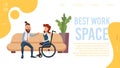 Coworking Office Space Flat Vector Web Page