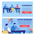 Coworking People and Office Workers Banners Set Royalty Free Stock Photo