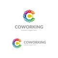 Coworking People Vector Colorful Logo