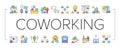 Coworking Service Collection Icons Set Vector . Royalty Free Stock Photo