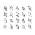 Coworking Service Collection isometric icons set vector Royalty Free Stock Photo