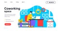 Coworking space concept for landing page template. Vector illustration Royalty Free Stock Photo