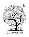 Coworking space, concept tree for your design Royalty Free Stock Photo